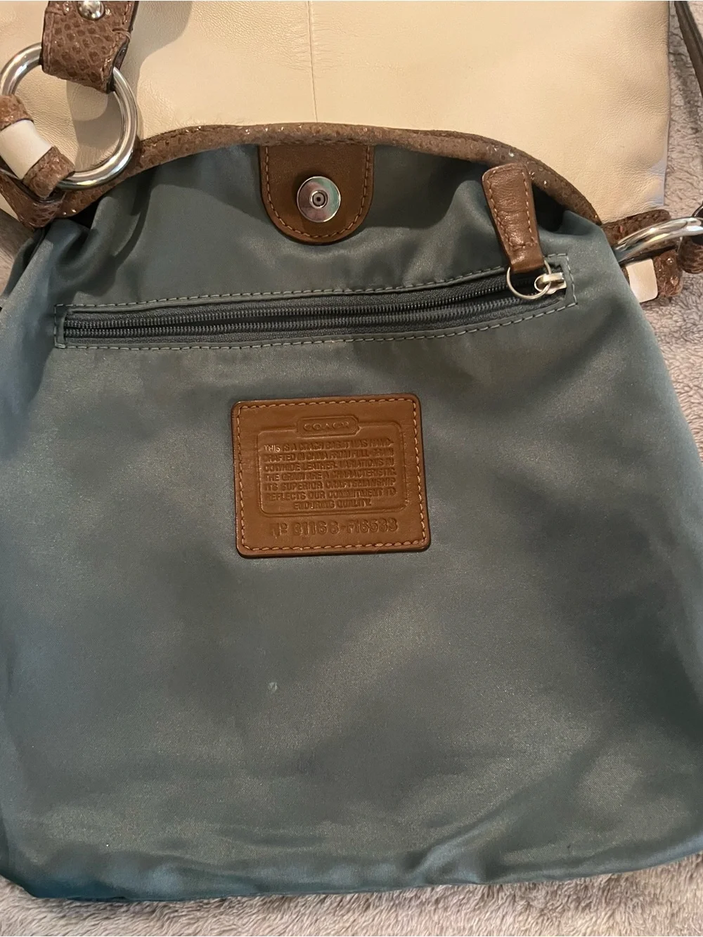 Coach Penelope Turnlock Crossbody Cream w/ Brown Snakeskin